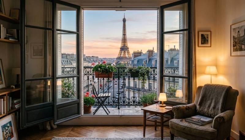 Appartement avec vue sur un monument parisien, la tour eiffel